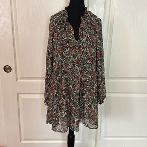 SHOW ME YOUR MUMU MICRO FLORAL LONG SLEEVE DRESS